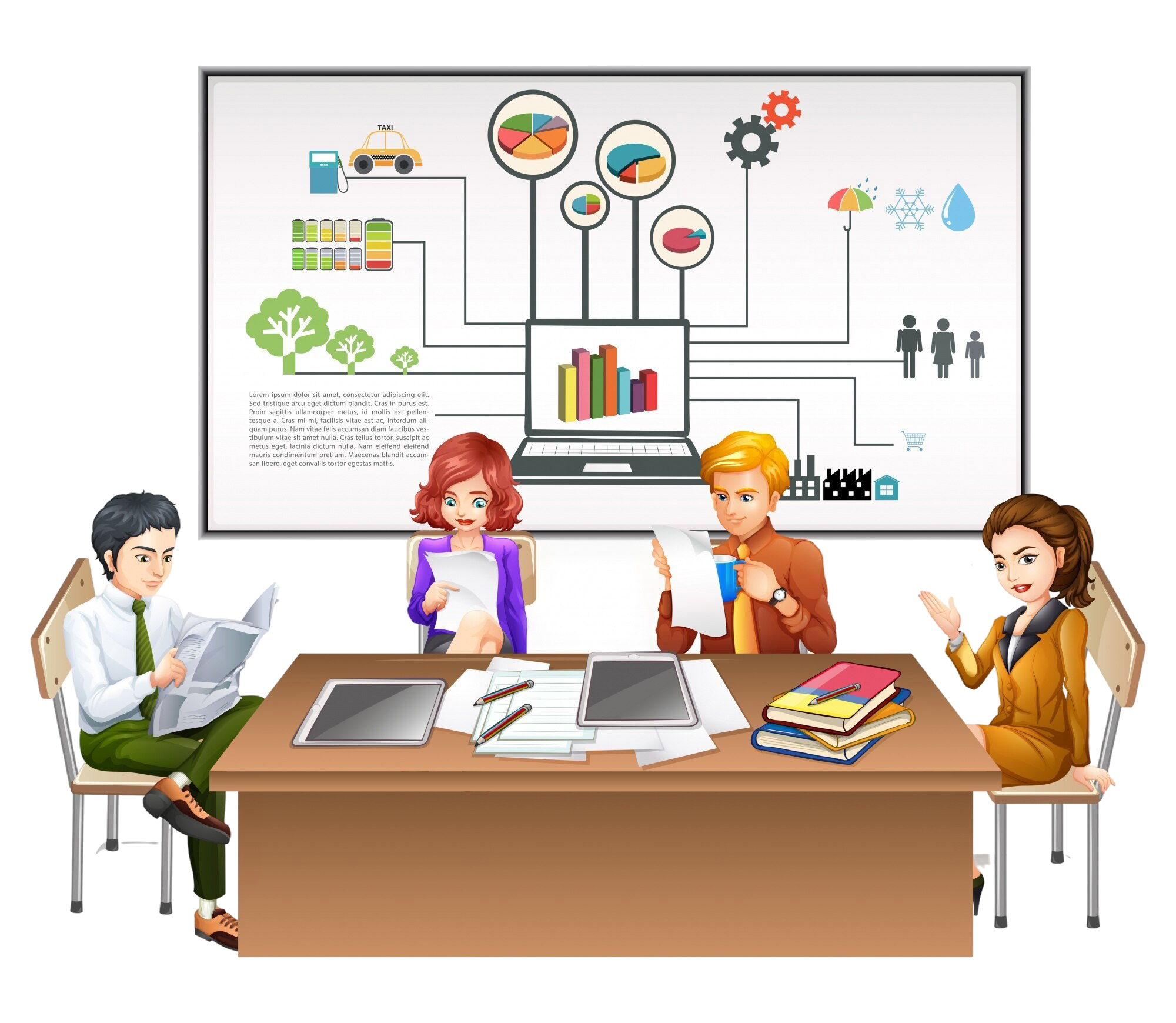 business-people-working-table-illustration